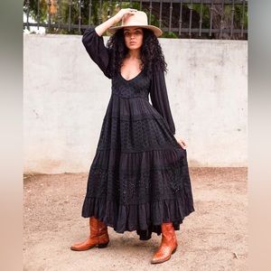 Free People Mockingbird Black Maxi Dress